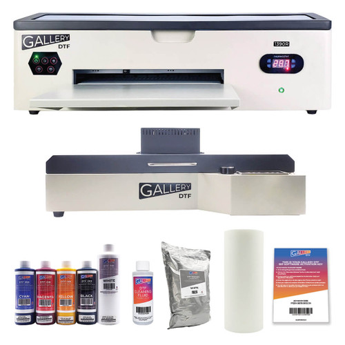 Gallery DTF Printer Bundle 1390R With CMYKW Inks, DTF Powder, DTF Film, Software, Curing Oven, & Filter