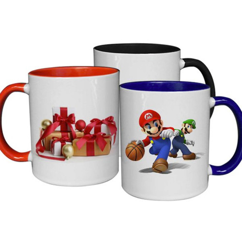 11oz. Dye Sublimation Inner Colored Coated Mugs - Case of 36 - Red, Black or Blue Inner Colors