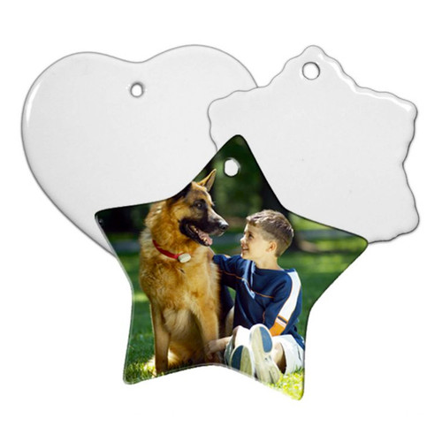 Porcelain Star, Heart, Snowflake or Circle Ornament Dye Sublimation Blanks