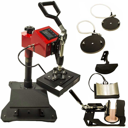 5-in-1 Heat Press 6" x 8" Swing Arm, Mug, Cap & Plate Press