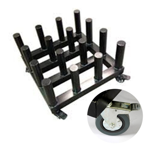 Rolling Floor Rack for Vinyl Roll Storage - Heavy Duty - 16 Spindles